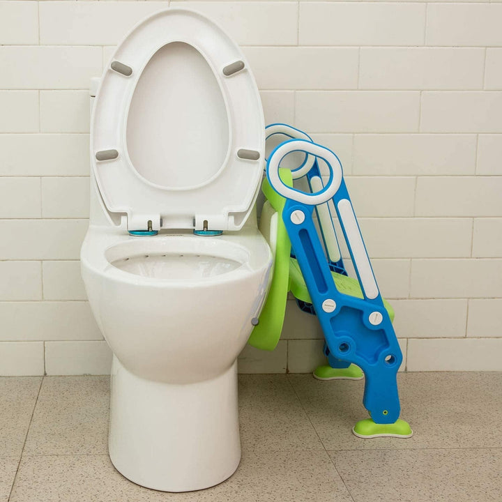 Potty training seat with ladder, foldable design