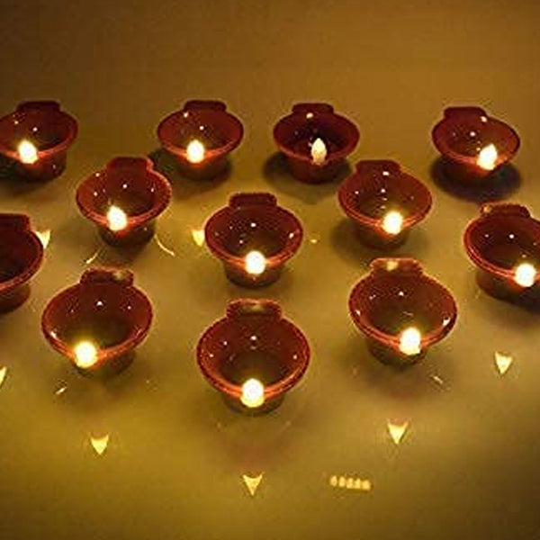 Water Sensor Diyas for Diwali Decoration | Diyas for Home Decoration| Diwali Decoration Items for Home Decor Diyas | Diwali LED Diyas Candle with Water Sensing Technology E-Diya (6Pc Set)