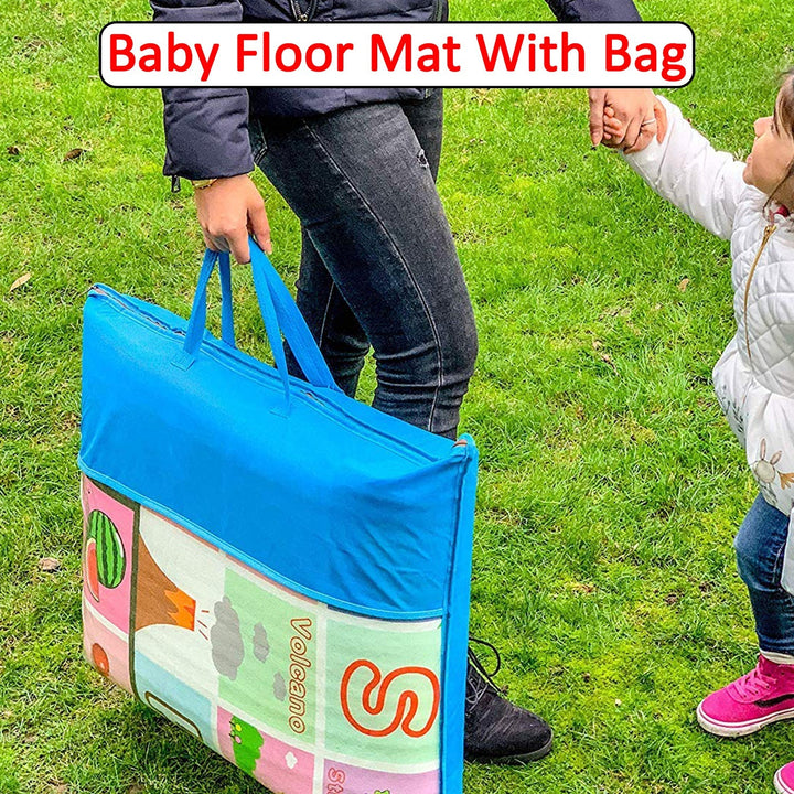 Double-sided waterproof baby play mat with a bag, large size 120 x 180 cm for home use